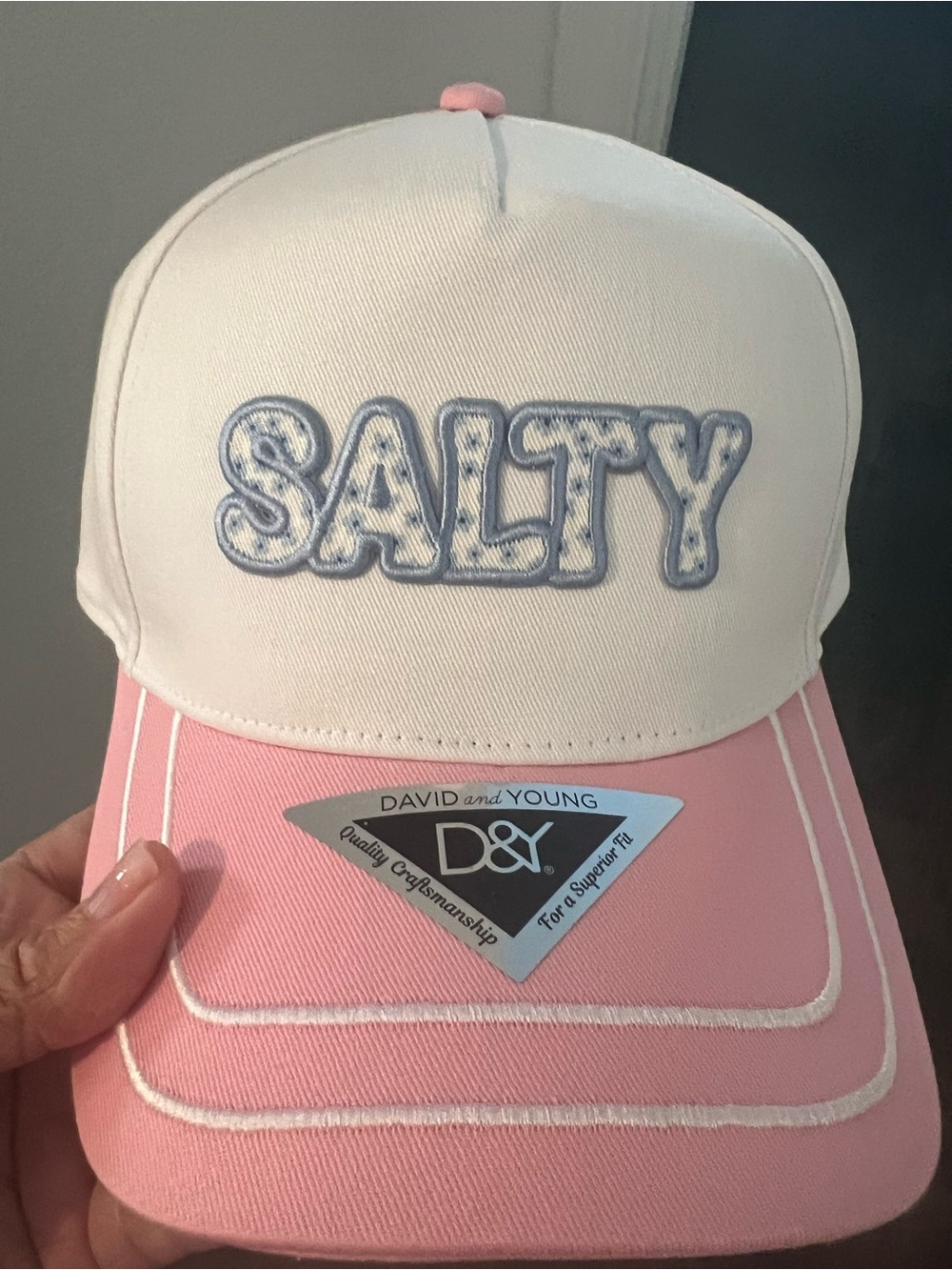 David and Young 'SALTY' Two-Tone Cap in White & Pink